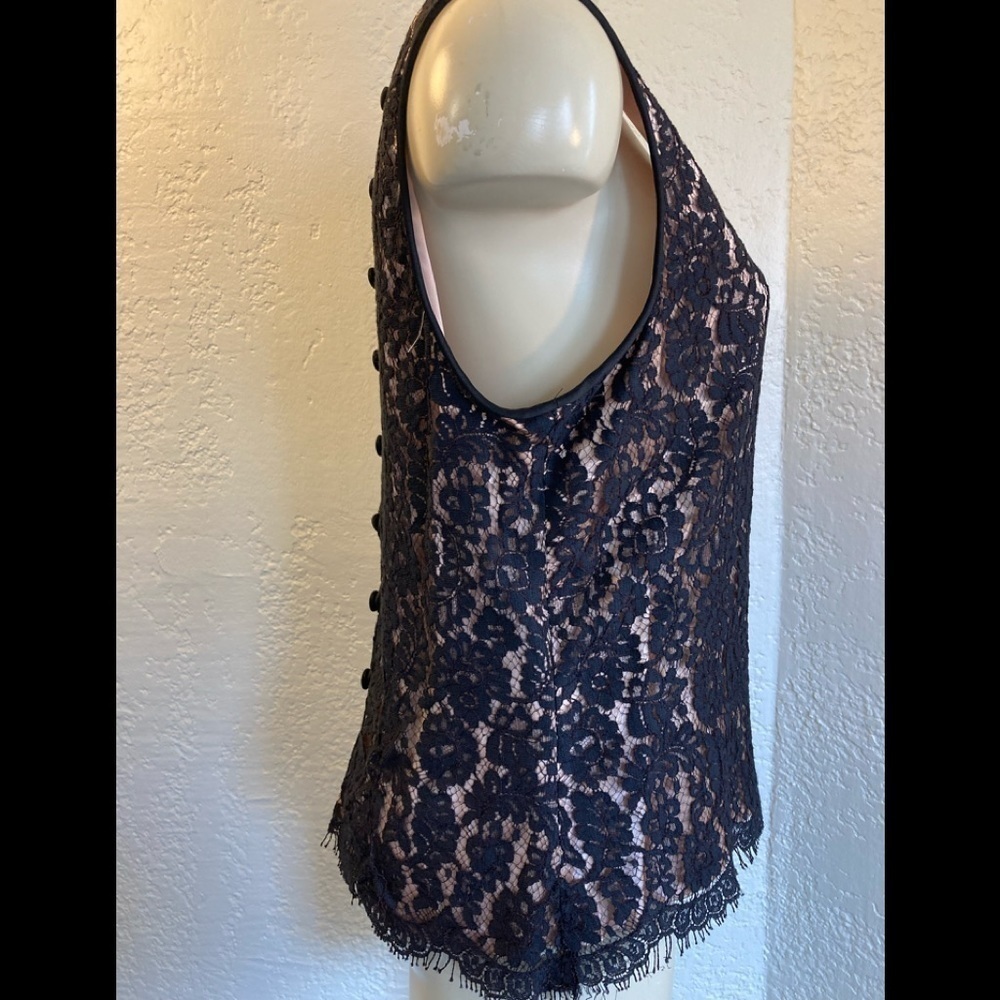 DONNA RICCO vintage dressy Lace Black sleeveless top . SZ 14.